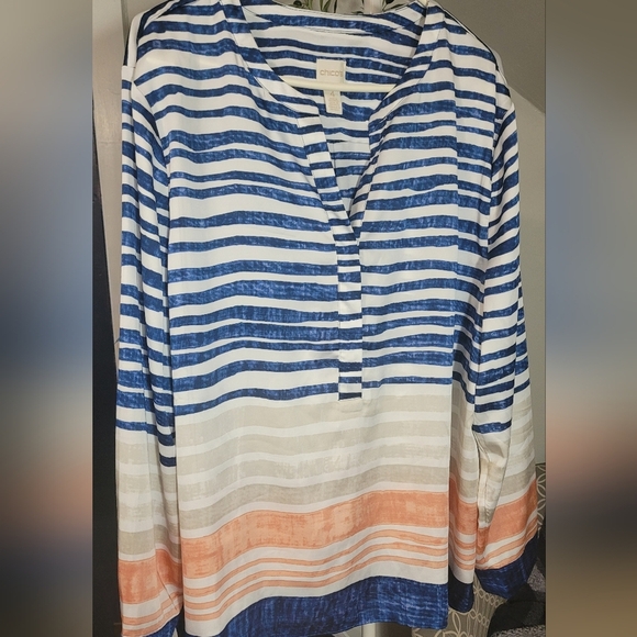 Chico’s Striped Tunic Blouse Multicolor Size 4 XL - Picture 3 of 7
